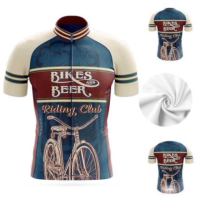  21Grams Men's Graphic Cycling Jersey with Rear Pockets