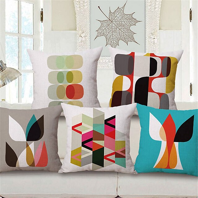  Geometric Bohemian Decorative Toss Pillows Cover 5PCS Soft Square Cushion Case Pillowcase for Bedroom Livingroom Sofa Couch Chair
