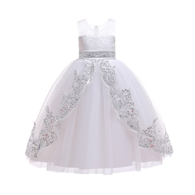  Kids Little Girls' Dress Jacquard Solid Colored Party Birthday Tulle Dress Mesh White Red Yellow Maxi Sleeveless Princess Sweet Dresses Spring Summer 1 PC Slim 3-10 Years