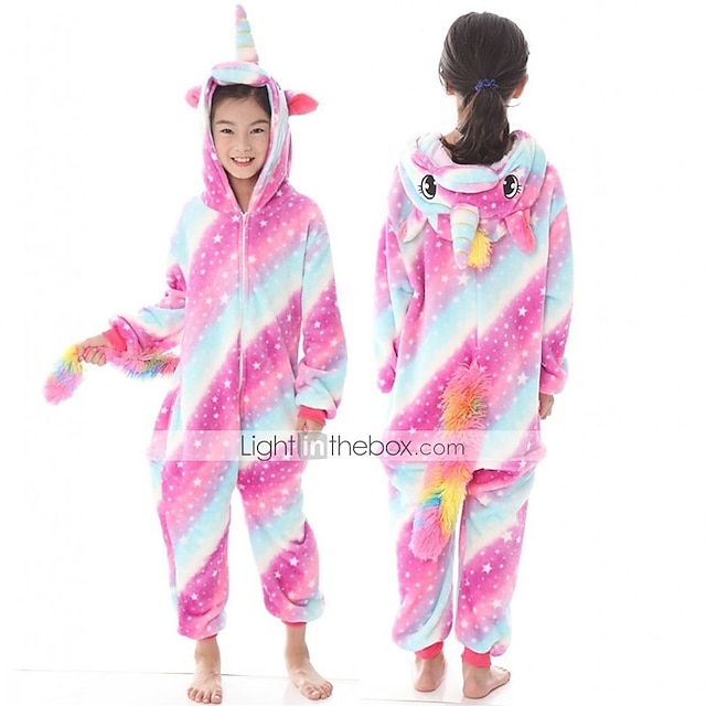  Adults' Kigurumi Pajamas Pony Unicorn Onesie Pajamas Flannel Fabric Rainbow Cosplay For Men and Women Animal Sleepwear Cartoon Festival / Holiday Costumes