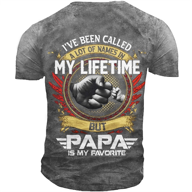  Papa-Shirts zum Vatertag, Grafik-Buchstabenhand, Vintage-Modedesigner, Herren-T-Shirt mit 3D-Druck, Papa-T-Shirt, Outdoor, lässiges Alltags-T-Shirt, schwarz, blau, grün, kurzärmliges Rundhals-Shirt,