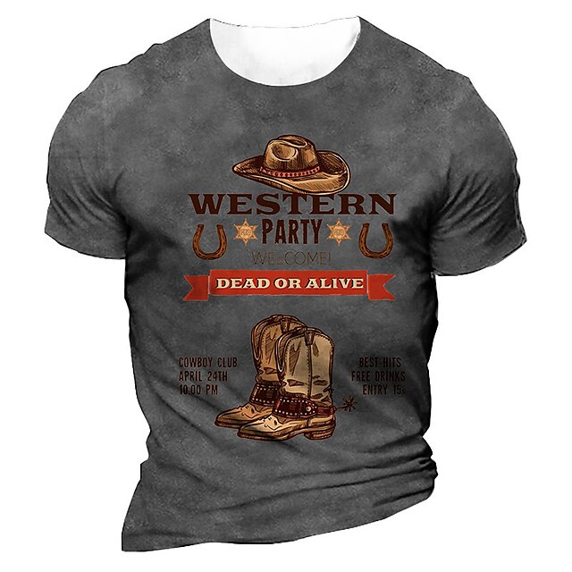  Men's Unisex T shirt Tee Graphic Prints Shoe 3D Print Crew Neck Street Daily Short Sleeve Print Tops Casual Designer western style Big and Tall Black Gray Army Green / Summer