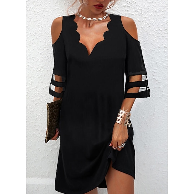  Elegant Black Shift Mini Dress for Women