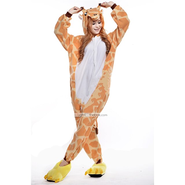  Adulte Pyjama Kigurumi Animal Girafe Combinaison de Pyjamas Polaire Orange Cosplay Pour Homme et Femme Pyjamas Animale Dessin animé Fête / Célébration Les costumes / Collant / Combinaison