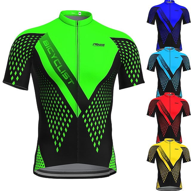  21Grams Men's Quick Dry Cycling Jersey with Reflective Strips