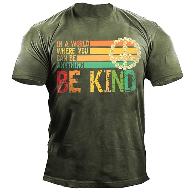  Men's T shirt Tee Graphic Letter 3D Print Crew Neck Street Casual Short Sleeve Print Tops Basic Fashion Classic Comfortable Green / Sports / Summer