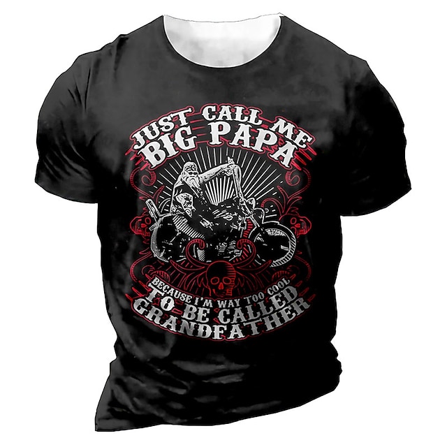  Men's Unisex T shirt Tee Graphic Motorcycle 3D Print Crew Neck Street Daily Short Sleeve Print Tops Casual Designer Big and Tall Papa T Shirts Black / Summer