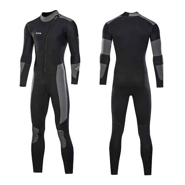  ZCCO Men's 5mm Full Wetsuit Diving Suit SCR Neoprene High Elasticity Thermal Warm UPF50+ Quick Dry Front Zip Knee Pads Long Sleeve Full Body - Patchwork Swimming Diving Surfing Snorkeling Autumn