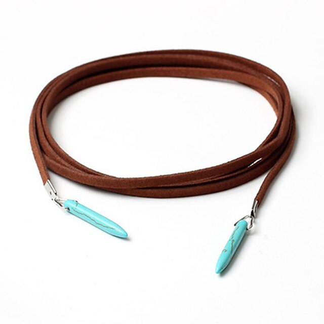  1 Stück Anhänger Halskette Halskette Damen Strasse Geschenk Strand Blau Handgefertigt Leder Stein Glücklich