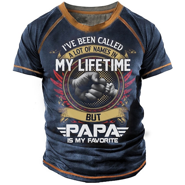 Vatertags-T-Shirts mit Grafikbuchstaben, modisches Basic-T-Shirt für Herren mit 3D-Aufdruck, Papa-T-Shirt, Street-Casual-T-Shirt für den Alltag, schwarz, blau, grau, kurzärmliges Rundhals-Shirt,