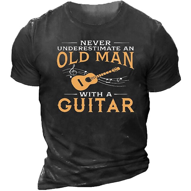  Hombre Camiseta Graphic Guitarra Impresión 3D Cuello Barco Calle Casual Manga Corta Estampado Tops Básico Moda Clásico Cómodo Negro / Deportes / Verano