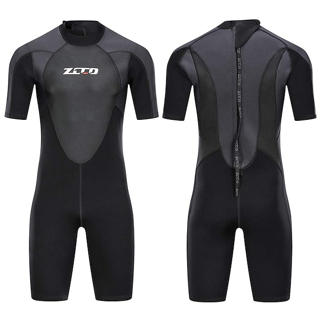 ZCCO Men's 3mm Shorty Wetsuit Diving Suit SCR Neoprene High Elasticity Thermal Warm UV Sun Protection Quick Dry Back Zip Short Sleeve - Patchwork Swimming Diving Surfing Snorkeling Autumn / Fall