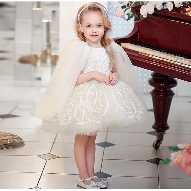  Kids Little Dress Girls' Solid Colored Party A Line Dress Mesh Lace White Knee-length Tulle Cotton Sleeveless Princess Sweet Dresses Spring Summer Regular Fit 3-12 Years