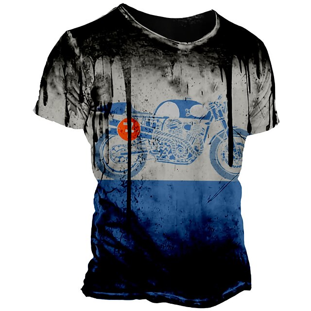  Homens Unisexo Camiseta Estampas Abstratas Motocicletas Impressão 3D Gola Redonda Rua Diário Manga Curta Imprimir Blusas Casual Designer Grande e Alto Esportes Azul / Verão
