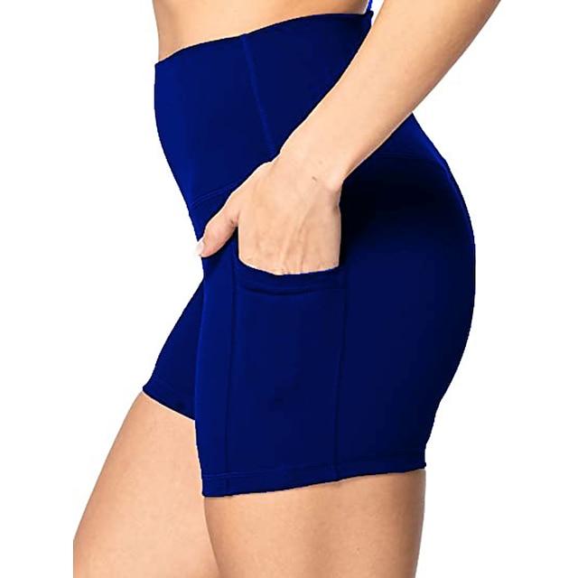  Women's Casual / Sporty Athleisure Side Pockets Shorts Short Pants Stretchy Weekend Yoga Plain Mid Waist Tummy Control Butt Lift Slim Green Black Blue Purple Wine S M L XL