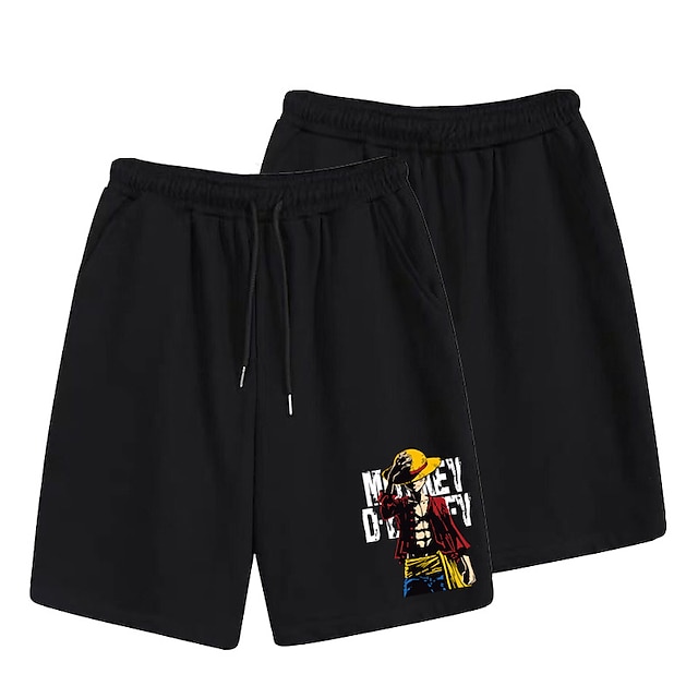  One Piece Monkey D. Luffy Beach Shorts Board Shorts Back To School Anime Harajuku Graphic Kawaii For Couple's Men's Women's Adults' Back To School Hot Stamping
