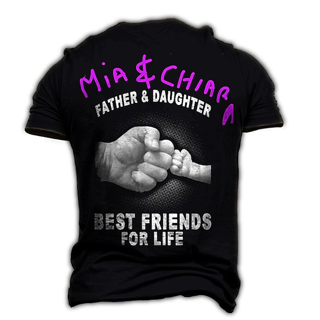  father's day t shirts Men's Unisex T shirt Tee 3D Print Graphic Prints Hand Letter Crew Neck Family Street Daily Print Short Sleeve Tops Designer Casual Big and Tall Papa T Shirts Black / Summer