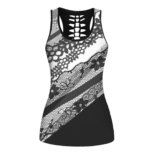 21Grams® Women's Yoga Top Fashion Black Blue Yoga Gym Workout Running Tank Top Sleeveless Sport Activewear Stretchy Breathable Quick Dry Comfortable