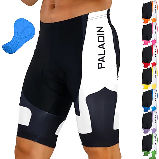  ILPALADINO Men's Cycling Padded Shorts Purple Yellow Red Patchwork Bike Shorts Breathable Quick Dry Sports Patchwork Road Bike Cycling Clothing Apparel