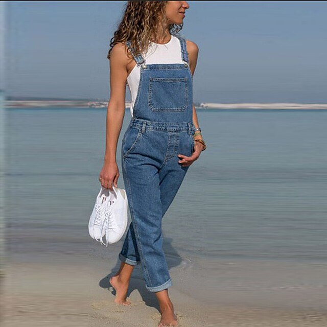  Mulheres Jeans Normal Denim Côr Sólida Preto Azul Escuro estilo avó costeira Cintura Média Comprimento total Trabalho Diário Primavera / Outono / Inverno / Verão