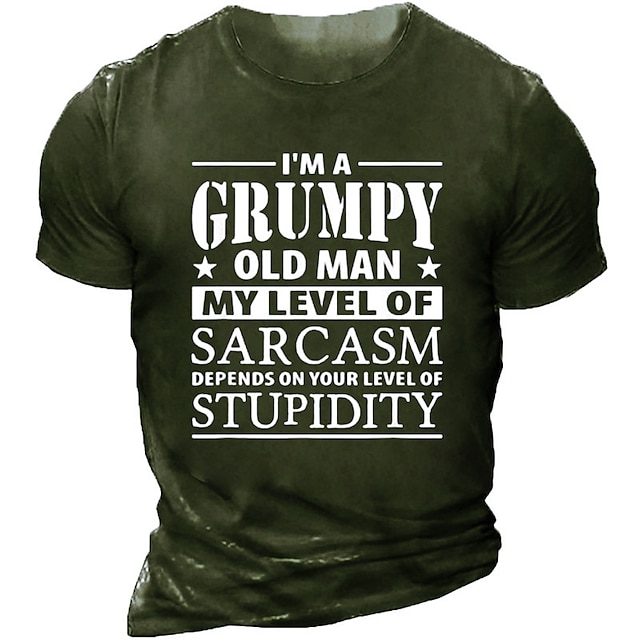  Black Mens 3D Shirt For Birthday | Summer Cotton | Letter Graphic Prints Sports Designer Casual Men'S Unisex 3D Tee Grumpy Old Man Outdoor Street Daily Army