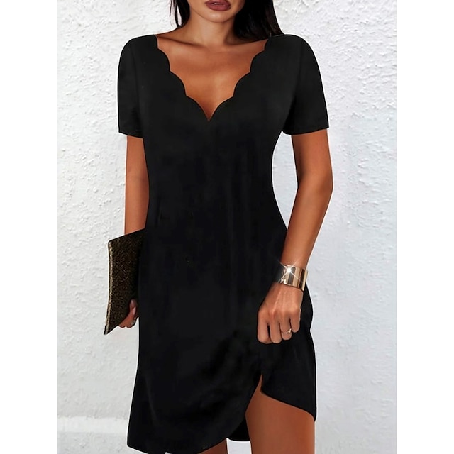  Elegant Black Sheath Mini Dress for Women