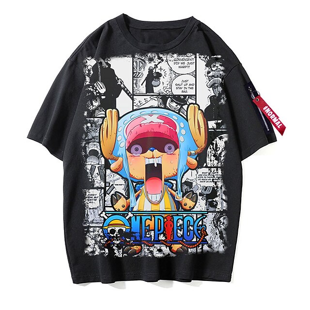  Inspiriert von One Piece Affe D. Ruffy Polyester / Baumwollmischung Cosplay Kostüm T-Shirt-Ärmel Harajuku Grafik Kawaii Muster T-shirt Für Herren / Damen / Paar