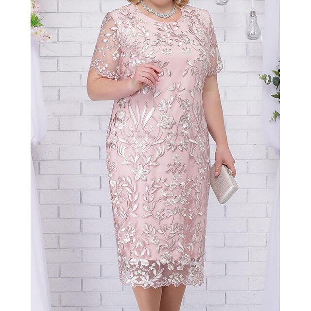  Women's Plus Size Floral A Line Dress Print Round Neck Short Sleeve Basic Casual Spring Summer Daily Weekend Midi Dress Dress