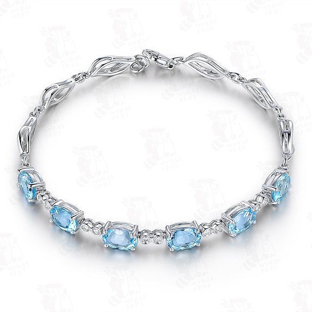  Women's Cubic Zirconia Light Blue Fancy Bracelet Fashion Lucky Copper Bracelet Jewelry Light Blue For Party Evening Gift Daily Date / Silver Plated / Imitation Diamond