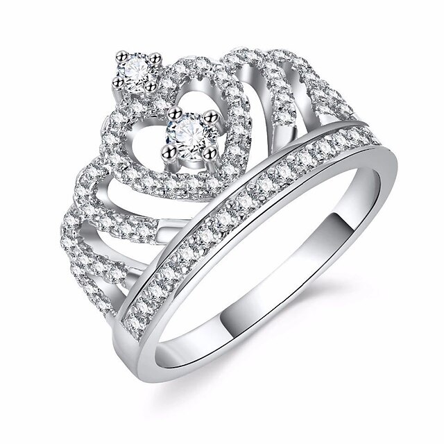  1pc Ring For Cubic Zirconia Women's Street Gift Daily Clear Geometrical Zircon Alloy Crown