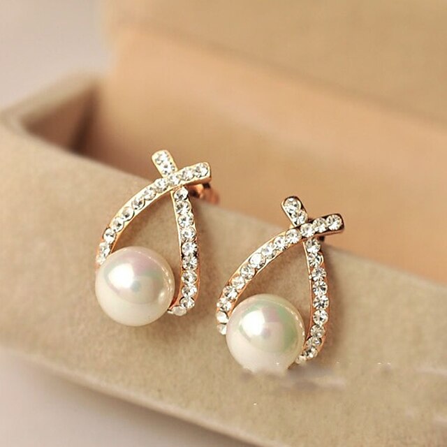  1 Paar Ohrstecker Ohrring For Perlen Damen Mädchen Perlen Aleación