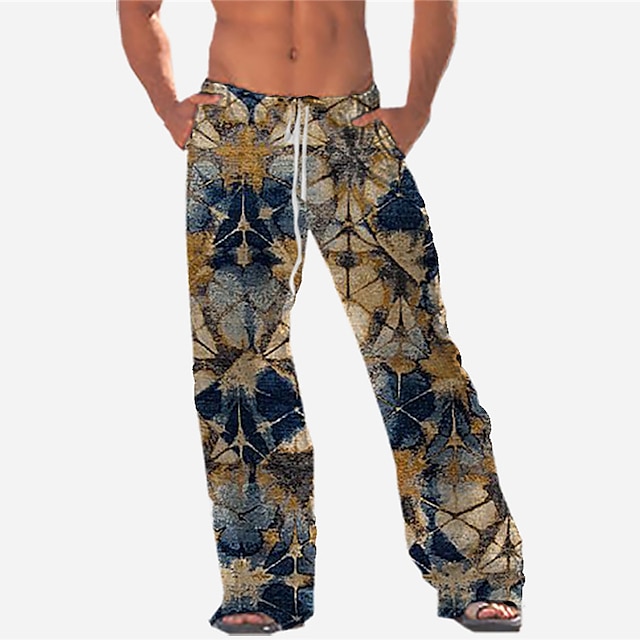 Homme Design Mode Impression 3D Cordon Taille elastique Droite Pantalons Pantalon Casual du quotidien Imprimés Photos Fleur Taille médiale Confort Doux Bleu S M L XL XXL / Elasticité