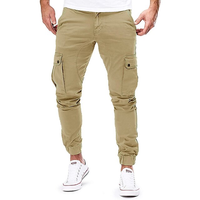  Men's Cargo Pants Multiple Pockets Solid Color Cotton Sport Athleisure Bottoms Everyday Use Breathable Soft Comfortable Street Casual Athleisure Daily Outdoor