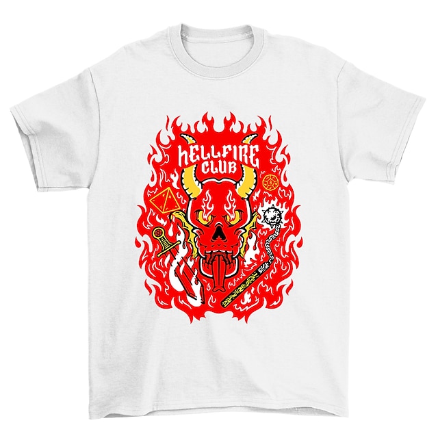  Inspirado por Stranger Things onze Hellfire Club 100% Poliéster Japonesa/Curta Anime Harajuku Arte Gráfica Kawaii Anime Camiseta Para Homens / Mulheres / Casal
