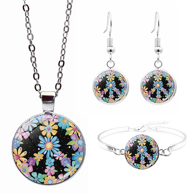  3 pezzi Set di gioielli Per donna Strada Regalo Giornaliero geometrico Lega Simbolo della pace