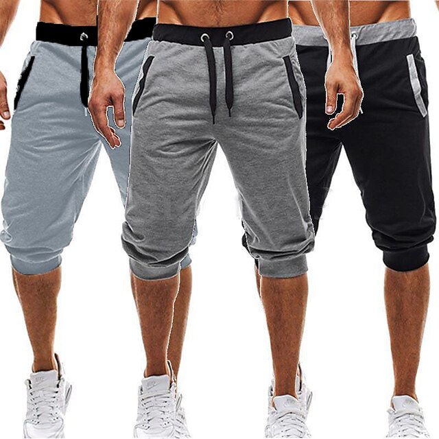  Men's Running Shorts Harem Casual Lightweight Fitness Gym Workout Exercise Sportswear Activewear Black Dark Gray Light Grey