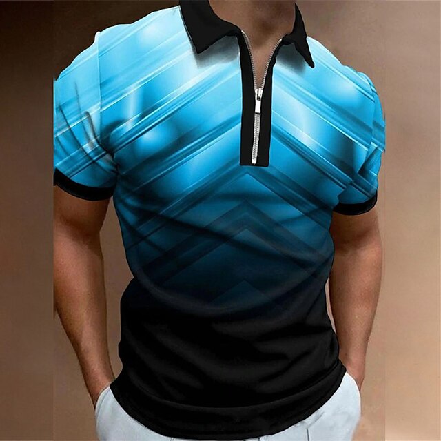 Men's Daily Casual 3D Gradient Polo Shirt
