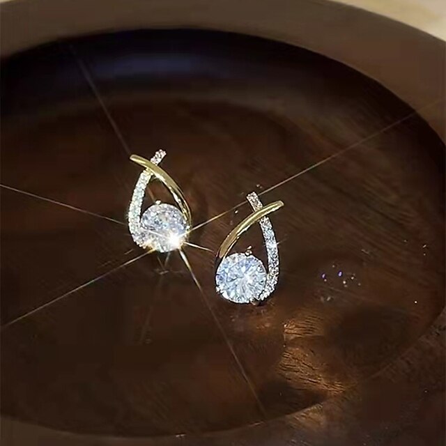  1 Pair Stud Earrings Hoop Earrings For Cubic Zirconia Women's Street Gift Daily Crossover Rhinestone Alloy