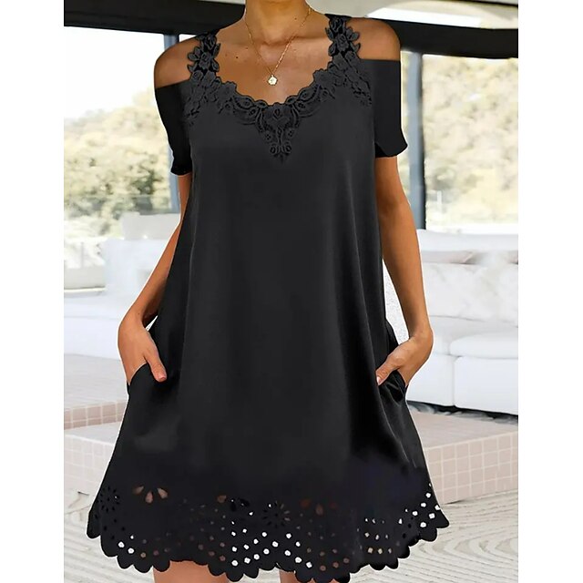 Stylish Women's Black Floral Mini Dress