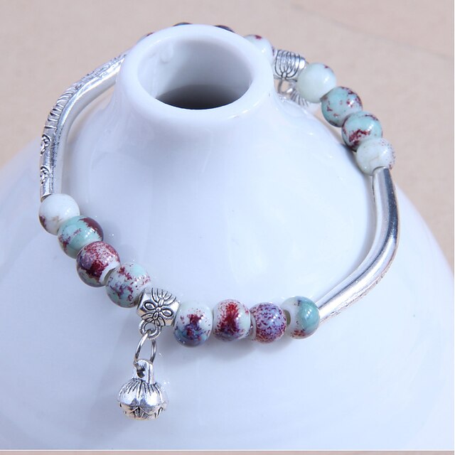  Women's Classic Bracelet Bangles Personalized Stylish Artistic Simple Vintage Vintage Theme Ceramic Bracelet Jewelry Silver For Christmas Party Evening Formal Beach Festival