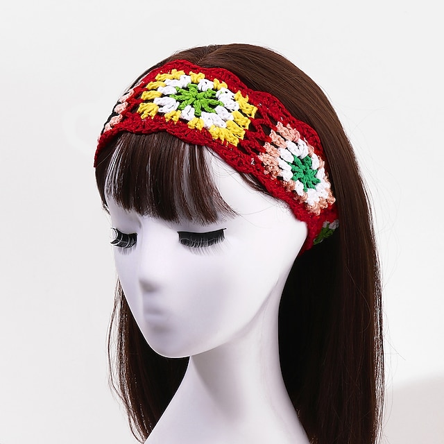  1pc Women's Bandana Hair Scarf Headbands For Daily Holiday Outdoor Retro Flower Cord Scarlet