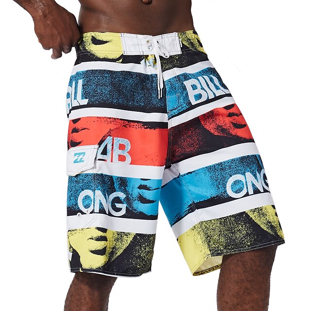  Men's Quick Dry Swim Trunks Swim Shorts with Pockets Drawstring Board Shorts Bathing Suit Stripes Swimming Surfing Beach Water Sports Summer