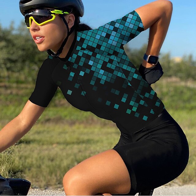  21Grams Mujer Maillot de Ciclismo Manga Corta Bicicleta Maillot Camiseta con 3 bolsillos traseros Transpirable Secado rápido Dispersor de humedad MTB Bicicleta Montaña Ciclismo Carretera Verde Morado