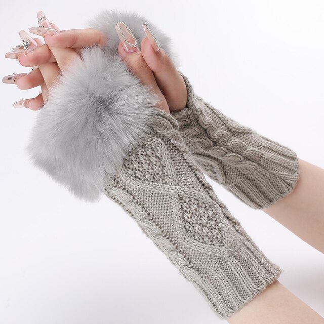  Dame Fingerløse handsker Varme vinterhandsker Ensfarvet / almindelig farve Gave Daglig Hæklet Akryl Fibre Cosplay 1 Par