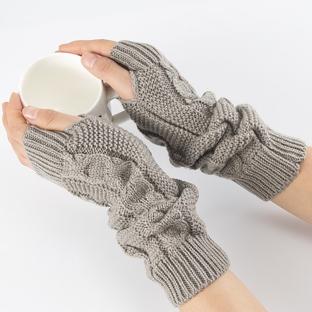  Women's Fingerless Gloves Warm Winter Gloves Solid / Plain Color Gift Daily Knit Acrylic Fibers Warm Simple 1 Pair