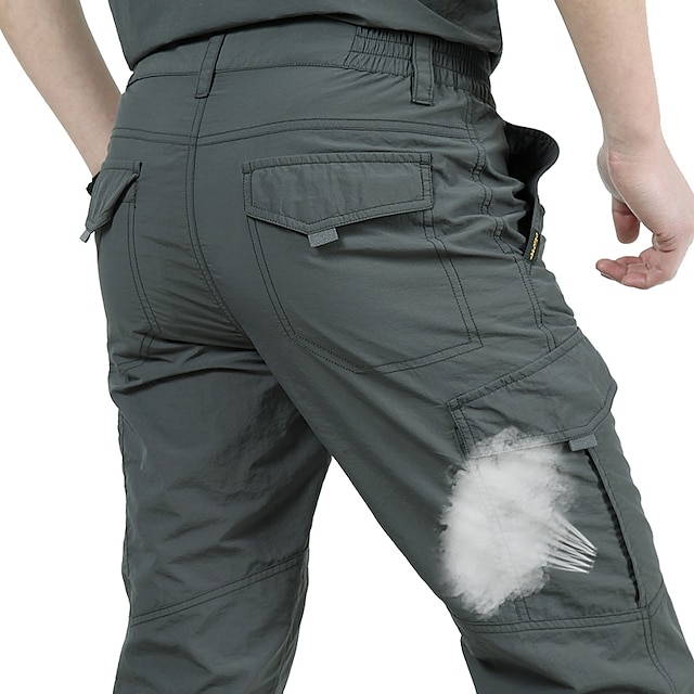  Hombre Pantalones cargo Bordado Cintura elástica Color sólido Ripstop Transpirable Trabajo Ropa de calle Elegante Casual Negro Verde Ejército