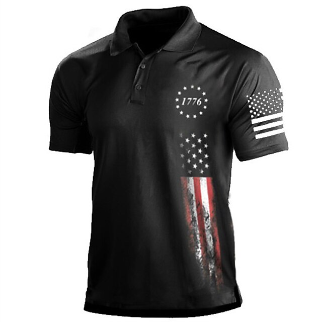  Hombre POLO Camiseta de golf Estrella Cuello Vuelto Negro Blanco Verde Ejército Azul Marino Verde Oscuro Impresión 3D Calle Diario Manga Corta 3D Abotonar Ropa Moda Casual Cómodo