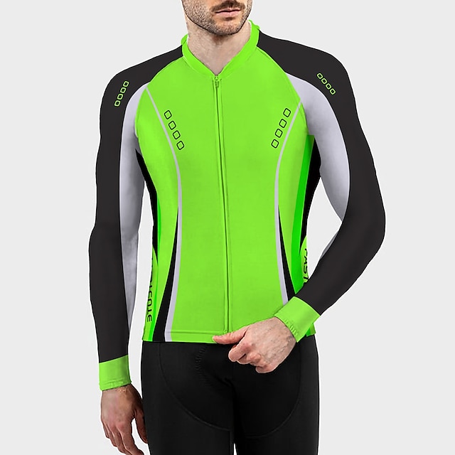 21Grams® Men's Cycling Jersey Long Sleeve Polyester Green Orange Red Novelty Bike Mountain Bike MTB Road Bike Cycling Jersey Top Breathable Quick Dry Reflective Strips Sports Clothing Apparel