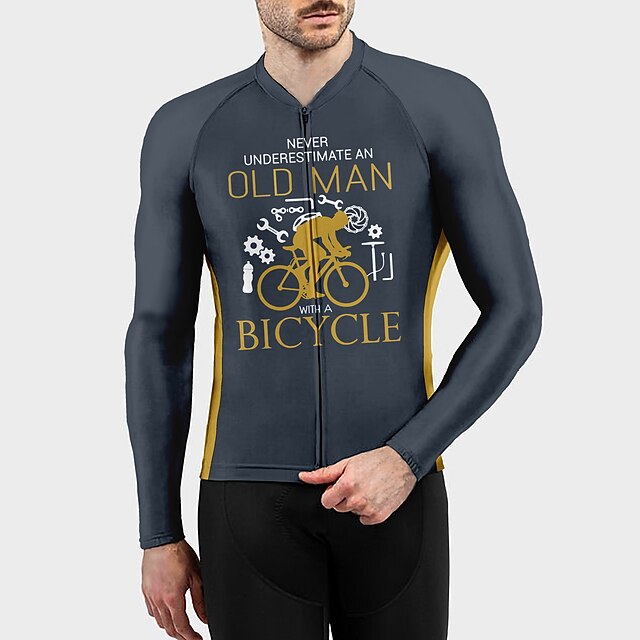  21Grams® Men's Cycling Jersey Long Sleeve Gear Bike Mountain Bike MTB Road Bike Cycling Top Green Yellow Sky Blue Breathable Quick Dry Moisture Wicking Spandex Polyester Sports Clothing Apparel