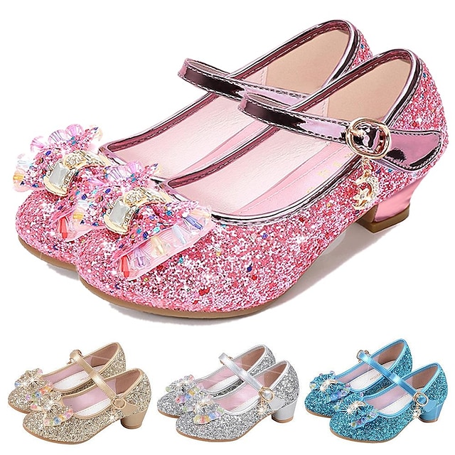  Girls' Heels Party Glitters Mary Jane PU Glitter Crystal Sequined Jeweled Toddler(9m-4ys) Little Kids(4-7ys) Big Kids(7years +) Dress Crystal Bowknot Purple Blue Pink Spring & Summer / Basic Pump